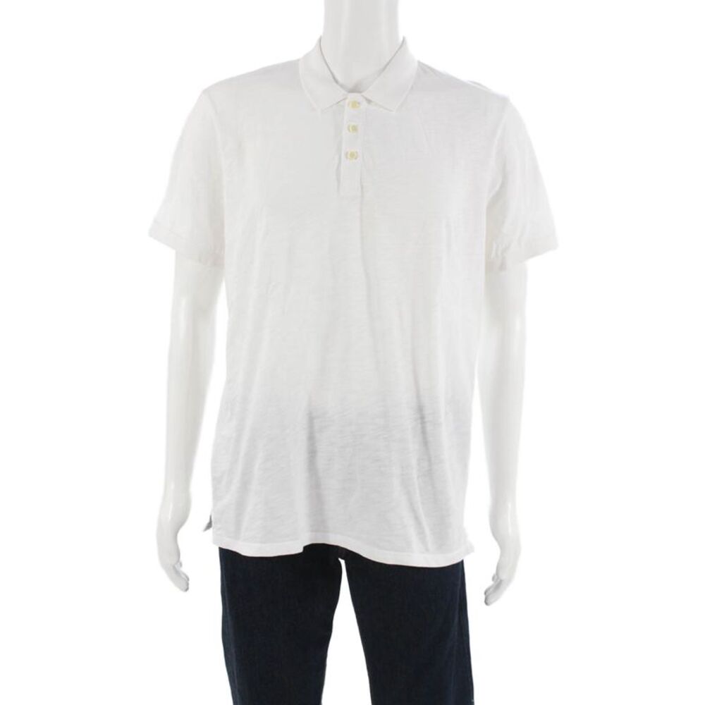 Velvet Mens Polo Collared Short Sleeve White 100% Cotton Size L